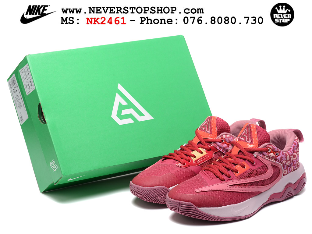 Giày bóng rổ cổ thấp Nike Giannis Immortality 3 Đỏ Hồng chuyên indoor outdoor replica 1:1 real chính hãng giá rẻ tốt nhất tại NeverStop Sneaker Shop Hồ Chí Minh