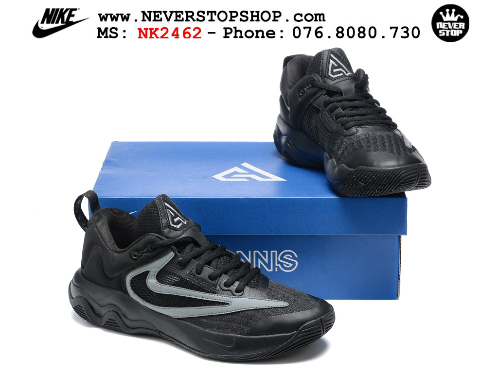 Giày bóng rổ cổ thấp Nike Giannis Immortality 3 Đen Xám chuyên indoor outdoor replica 1:1 real chính hãng giá rẻ tốt nhất tại NeverStop Sneaker Shop Hồ Chí Minh