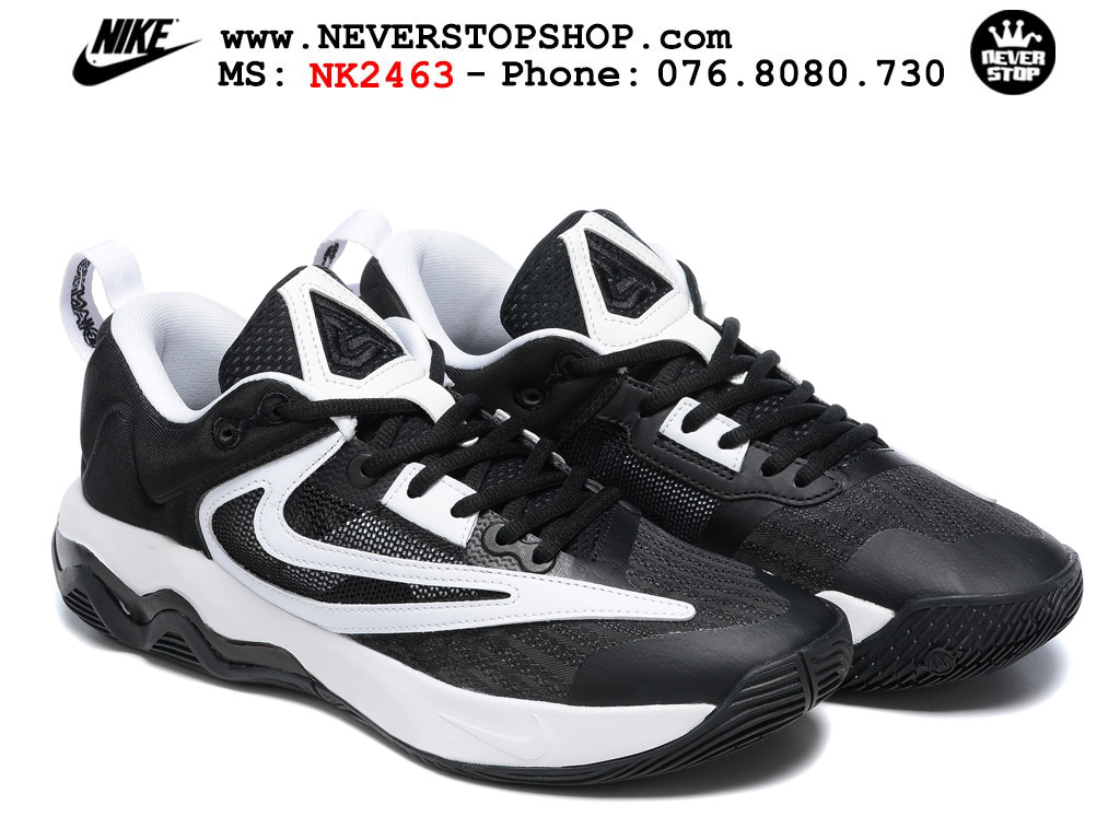 Giày bóng rổ cổ thấp Nike Giannis Immortality 3 Đen Trắng chuyên indoor outdoor replica 1:1 real chính hãng giá rẻ tốt nhất tại NeverStop Sneaker Shop Hồ Chí Minh