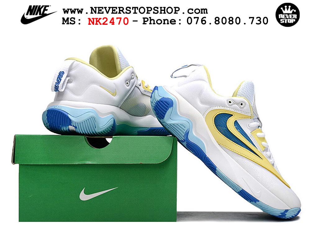 Giày bóng rổ cổ thấp Nike Giannis Immortality 3 Trắng Xanh Dương chuyên indoor outdoor replica 1:1 real chính hãng giá rẻ tốt nhất tại NeverStop Sneaker Shop Hồ Chí Minh