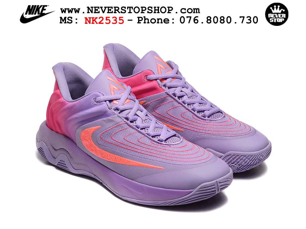 Giày bóng rổ cổ thấp Nike Giannis Immortality 4 Tím Cam chuyên indoor outdoor replica 1:1 real chính hãng giá rẻ tốt nhất tại NeverStop Sneaker Shop Hồ Chí Minh