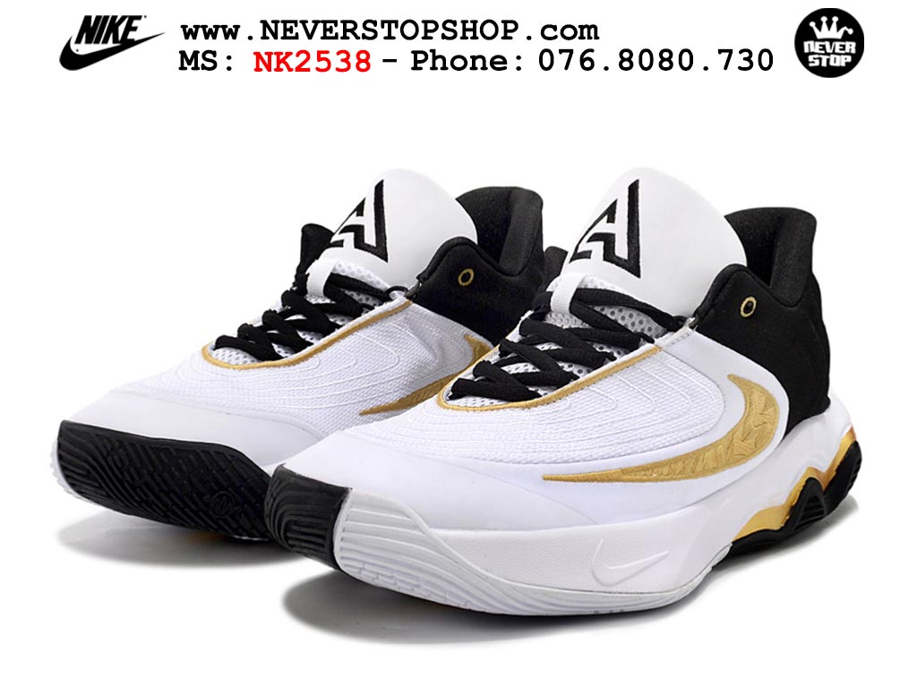 Giày bóng rổ cổ thấp Nike Giannis Immortality 4 Trắng Vàng chuyên indoor outdoor replica 1:1 real chính hãng giá rẻ tốt nhất tại NeverStop Sneaker Shop Hồ Chí Minh