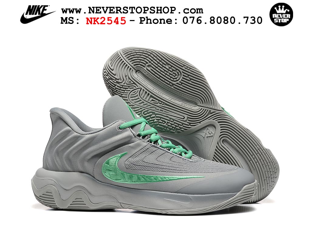 Giày bóng rổ cổ thấp Nike Giannis Immortality 4 Xám Xanh Lá chuyên indoor outdoor replica 1:1 real chính hãng giá rẻ tốt nhất tại NeverStop Sneaker Shop Hồ Chí Minh