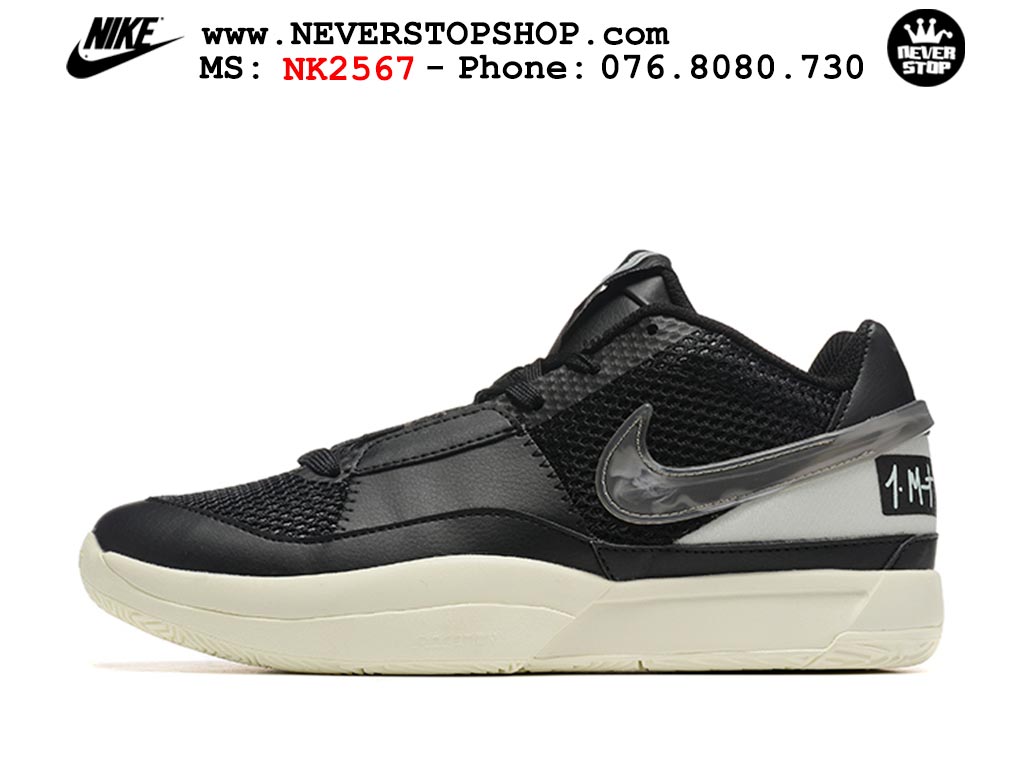 Giày bóng rổ cổ thấp Nike Ja 1 Đen Trắng nam chuyên outdoor replica 1:1 real chính hãng giá rẻ tốt nhất tại NeverStopShop.com HCM