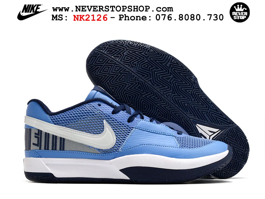 Giày bóng rổ cổ thấp Nike Ja 1 Xanh Trắng nam chuyên outdoor replica 1:1 real chính hãng giá rẻ tốt nhất tại NeverStopShop.com HCM