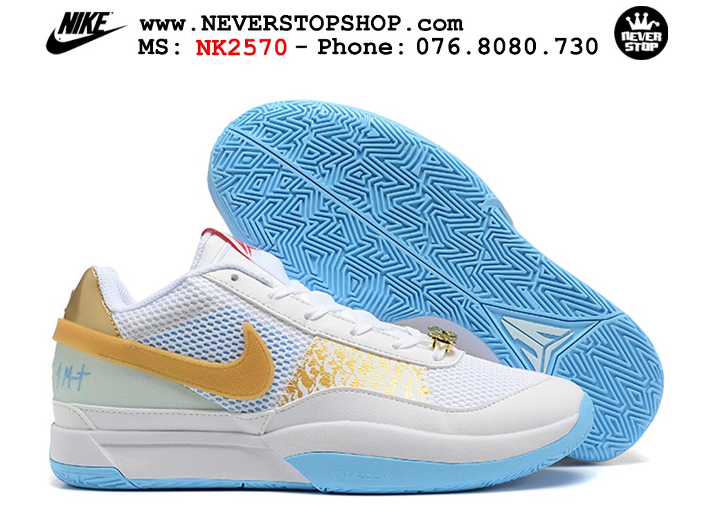 Giày bóng rổ cổ thấp Nike Ja 1 Trắng Vàng nam chuyên outdoor replica 1:1 real chính hãng giá rẻ tốt nhất tại NeverStopShop.com HCM