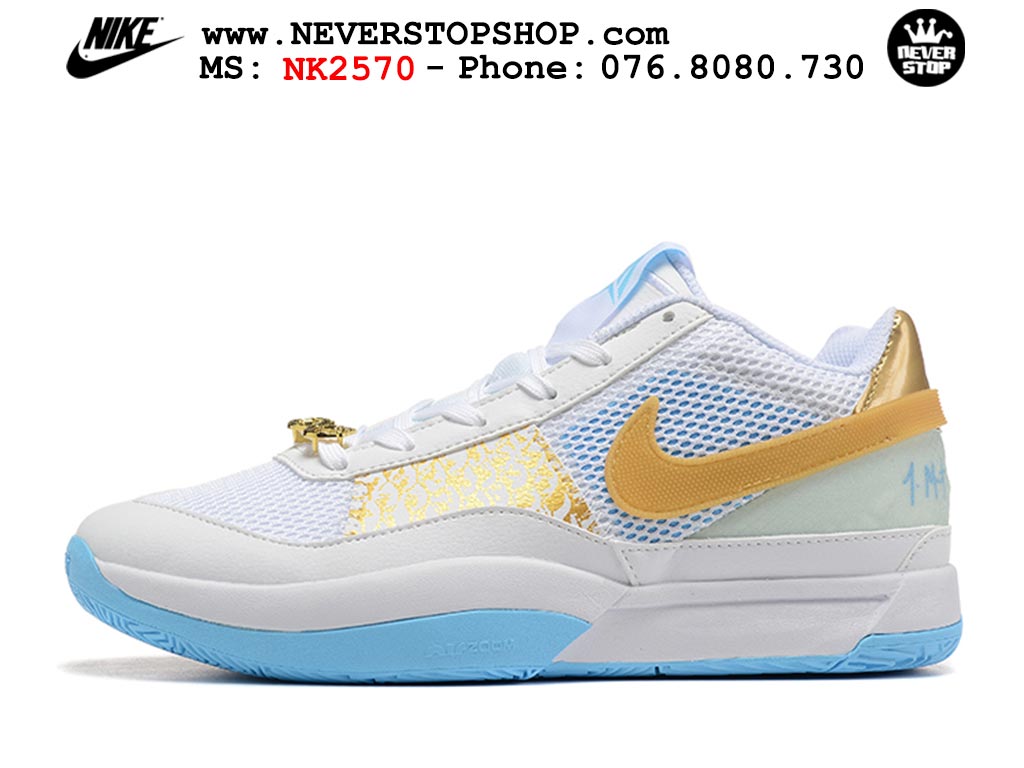 Giày bóng rổ cổ thấp Nike Ja 1 Trắng Vàng nam chuyên outdoor replica 1:1 real chính hãng giá rẻ tốt nhất tại NeverStopShop.com HCM