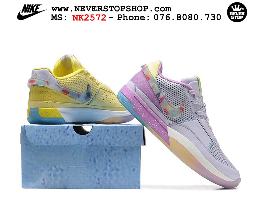 Giày bóng rổ cổ thấp Nike Ja 1 Vàng Tím nam chuyên outdoor replica 1:1 real chính hãng giá rẻ tốt nhất tại NeverStopShop.com HCM