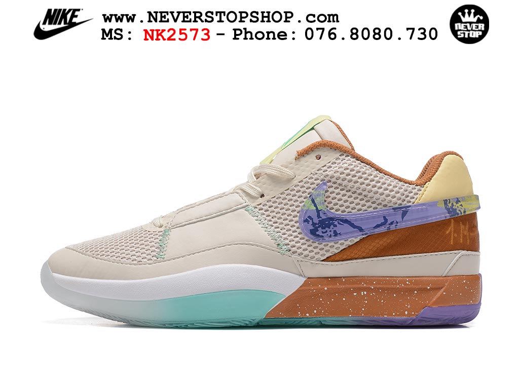 Giày bóng rổ cổ thấp Nike Ja 1 Vàng Be nam chuyên outdoor replica 1:1 real chính hãng giá rẻ tốt nhất tại NeverStopShop.com HCM