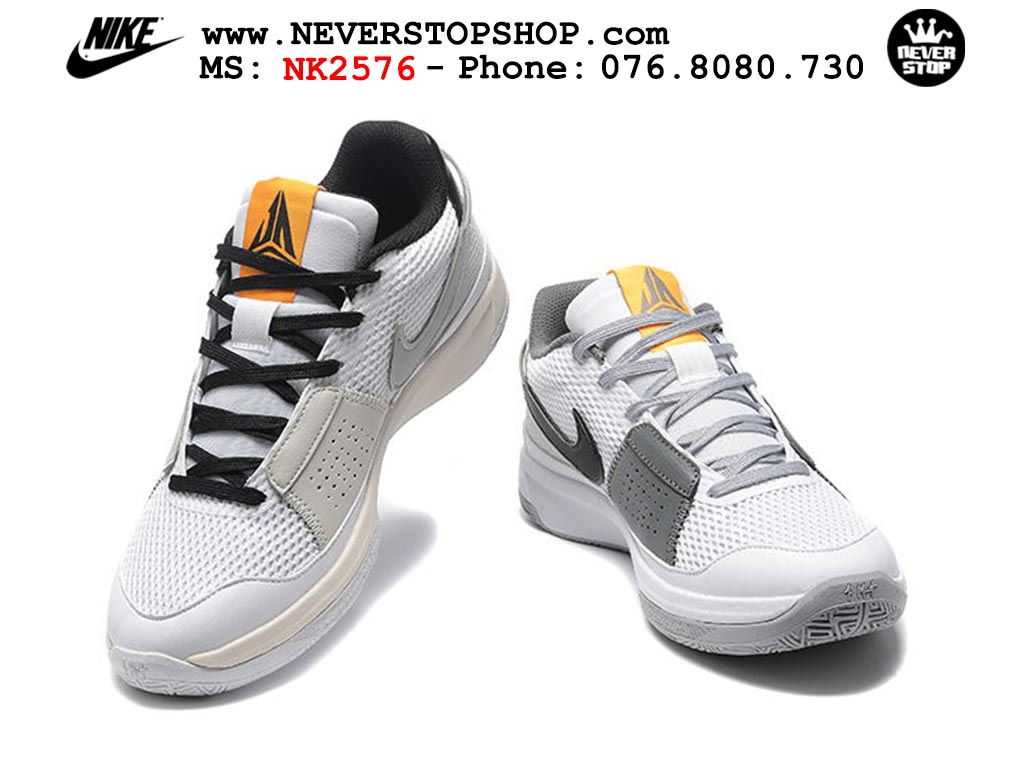 Giày bóng rổ cổ thấp Nike Ja 1 Xám Trắng nam chuyên outdoor replica 1:1 real chính hãng giá rẻ tốt nhất tại NeverStopShop.com HCM