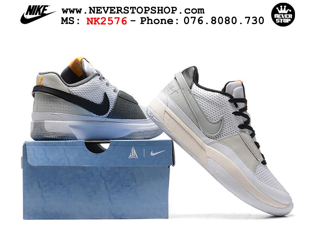 Giày bóng rổ cổ thấp Nike Ja 1 Xám Trắng nam chuyên outdoor replica 1:1 real chính hãng giá rẻ tốt nhất tại NeverStopShop.com HCM