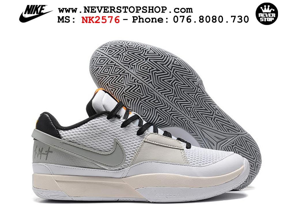 Giày bóng rổ cổ thấp Nike Ja 1 Xám Trắng nam chuyên outdoor replica 1:1 real chính hãng giá rẻ tốt nhất tại NeverStopShop.com HCM