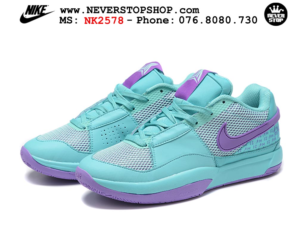 Giày bóng rổ cổ thấp Nike Ja 1 Xanh Tím nam chuyên outdoor replica 1:1 real chính hãng giá rẻ tốt nhất tại NeverStopShop.com HCM