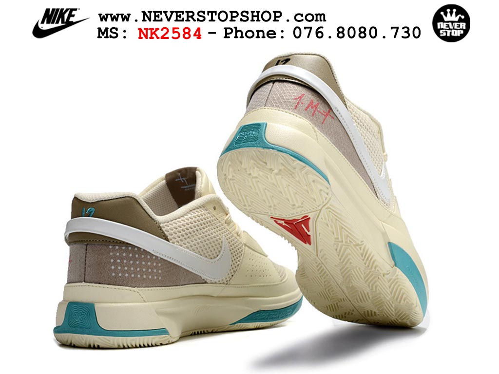 Giày bóng rổ cổ thấp Nike Ja 1 Kem Nâu nam chuyên outdoor replica 1:1 real chính hãng giá rẻ tốt nhất tại NeverStopShop.com HCM