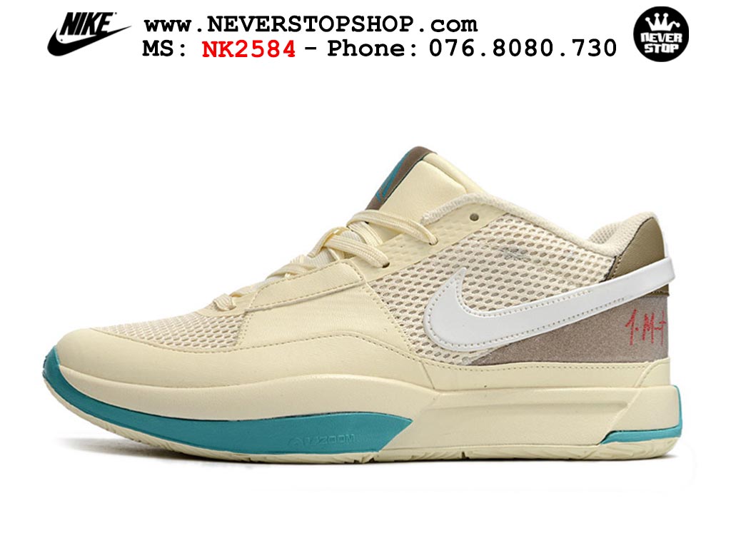 Giày bóng rổ cổ thấp Nike Ja 1 Kem Nâu nam chuyên outdoor replica 1:1 real chính hãng giá rẻ tốt nhất tại NeverStopShop.com HCM