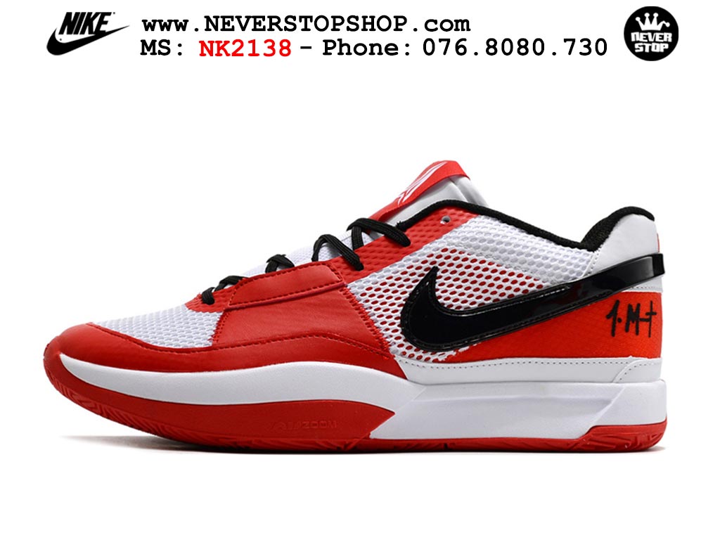 Giày bóng rổ cổ thấp Nike Ja 1 Trắng Đỏ nam chuyên outdoor replica 1:1 real chính hãng giá rẻ tốt nhất tại NeverStopShop.com HCM