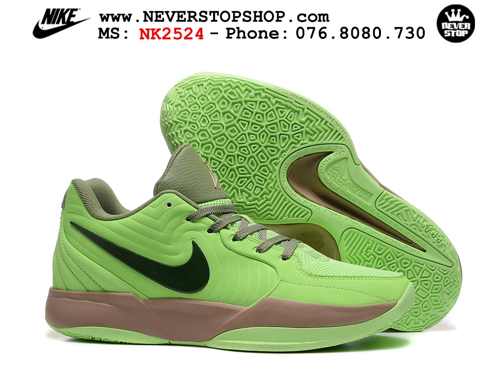 Giày bóng rổ cổ thấp Nike Ja 2 Xanh Lá Nâu nam chuyên outdoor replica 1:1 best batch chính hãng giá rẻ tốt nhất tại NeverStopShop.com HCM