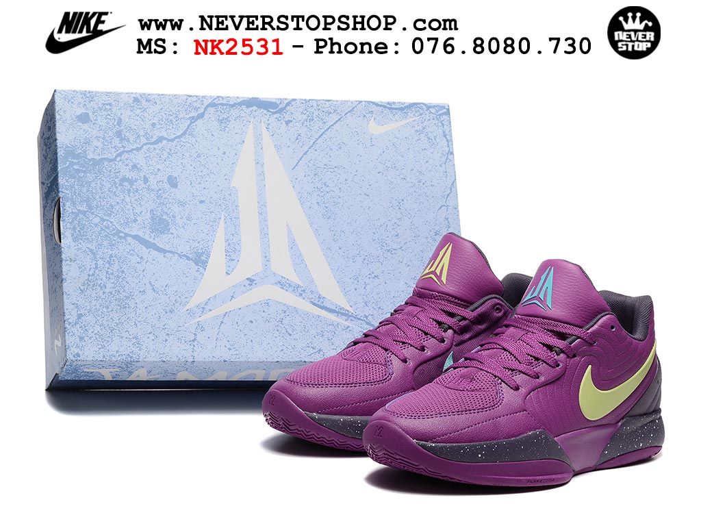 Giày bóng rổ cổ thấp Nike Ja 2 Tím Vàng nam chuyên outdoor replica 1:1 best batch chính hãng giá rẻ tốt nhất tại NeverStopShop.com HCM