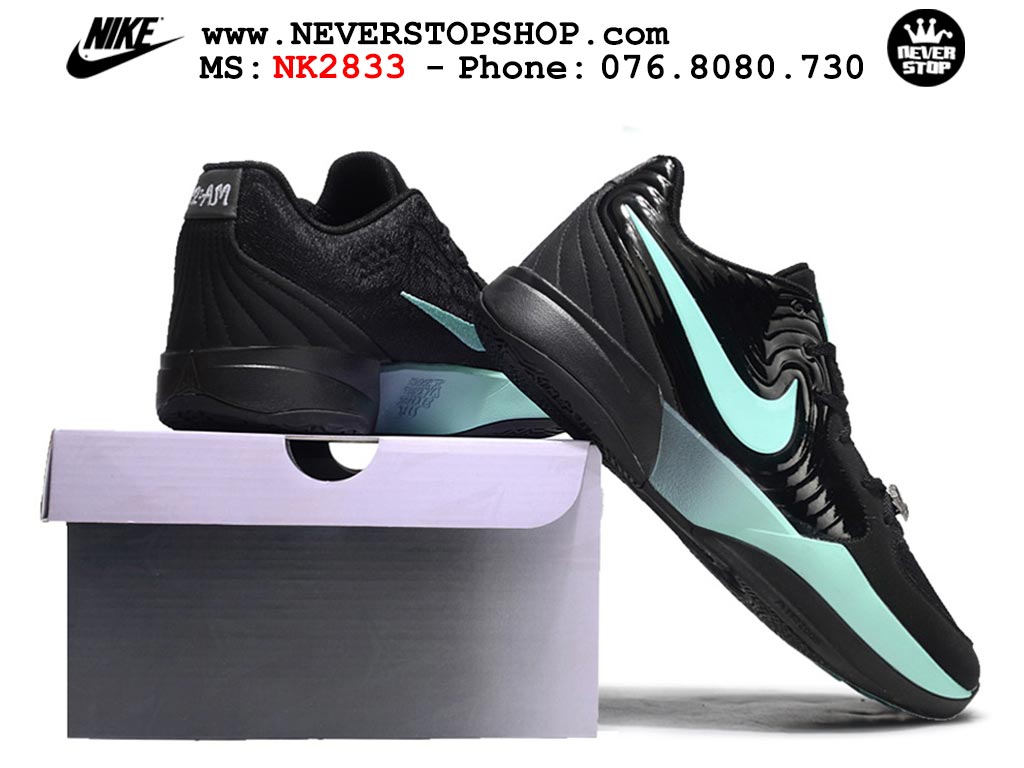 Giày bóng rổ cổ thấp Nike Ja 2 Đen Xanh Ngọc nam chuyên outdoor replica 1:1 best batch chính hãng giá rẻ tốt nhất tại NeverStopShop.com HCM