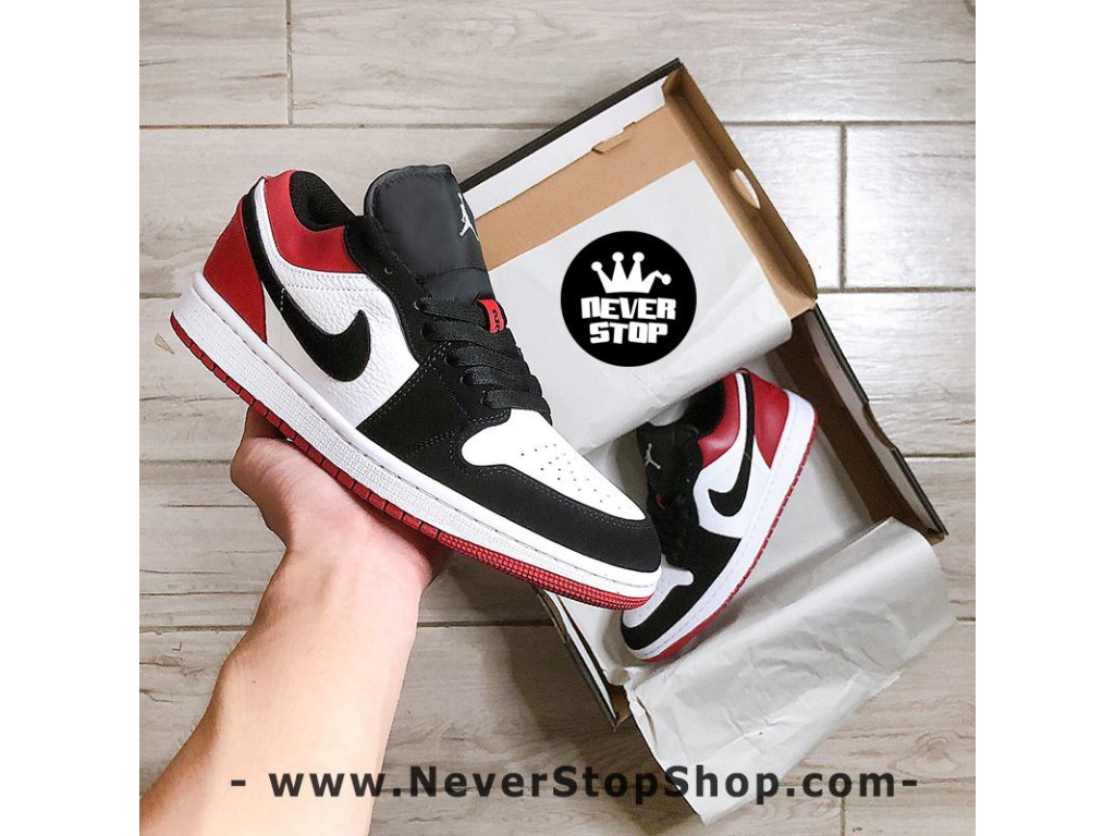 Giày Nike Jordan 1 Low Black Toe nam nữ hàng chuẩn sfake replica 1:1 real chính hãng giá rẻ tốt nhất tại NeverStopShop.com HCM