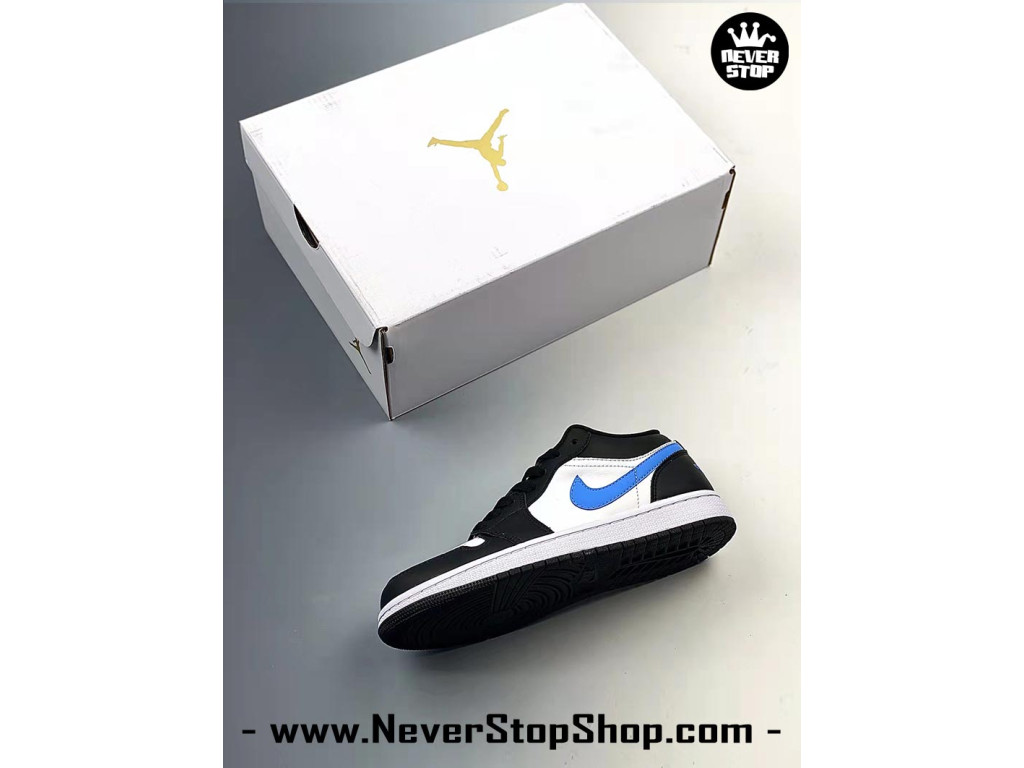 Giày Nike Jordan 1 Low Đen Xanh Trắng nam nữ hàng chuẩn sfake replica 1:1 real chính hãng giá rẻ tốt nhất tại NeverStopShop.com HCM