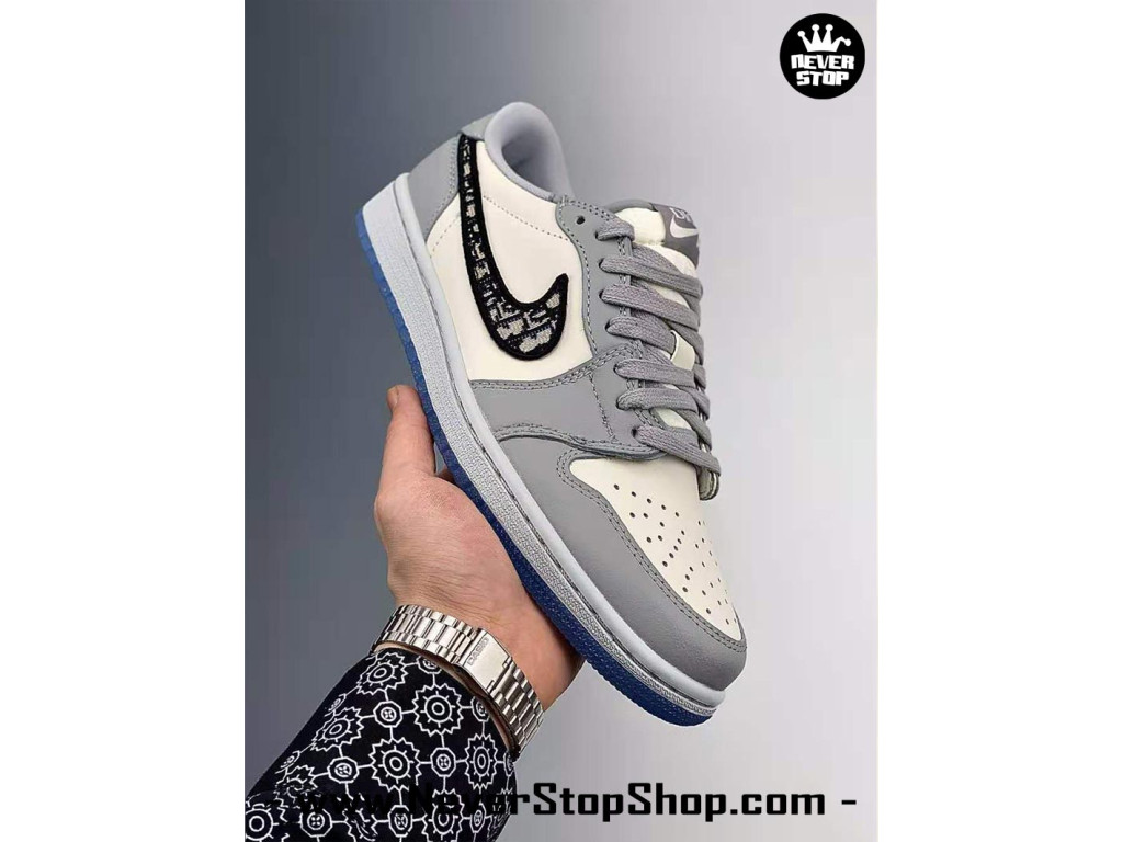 Giày Nike Jordan 1 Low Trắng Bạc nam nữ hàng chuẩn sfake replica 1:1 real chính hãng giá rẻ tốt nhất tại NeverStopShop.com HCM