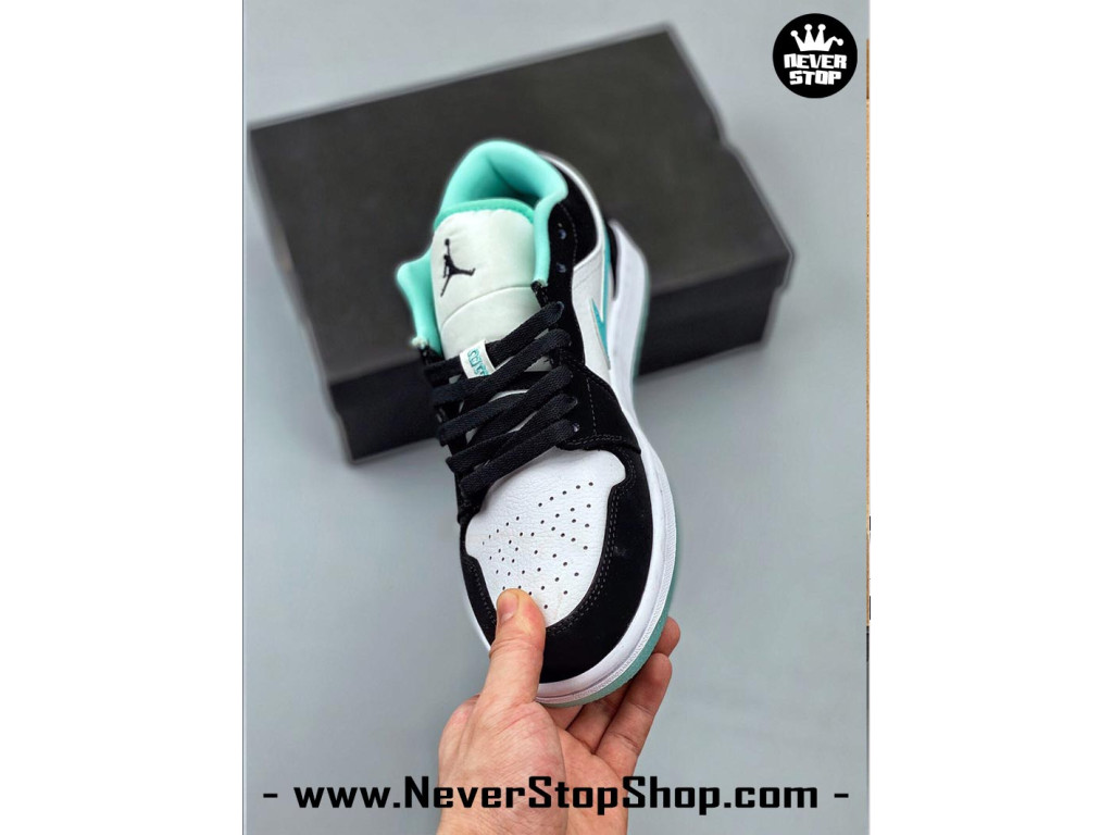 Giày Nike Jordan 1 Low Trắng Đen Xanh nam nữ hàng chuẩn sfake replica 1:1 real chính hãng giá rẻ tốt nhất tại NeverStopShop.com HCM