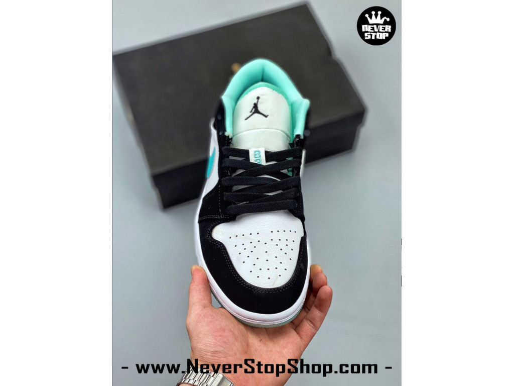 Giày Nike Jordan 1 Low Trắng Đen Xanh nam nữ hàng chuẩn sfake replica 1:1 real chính hãng giá rẻ tốt nhất tại NeverStopShop.com HCM