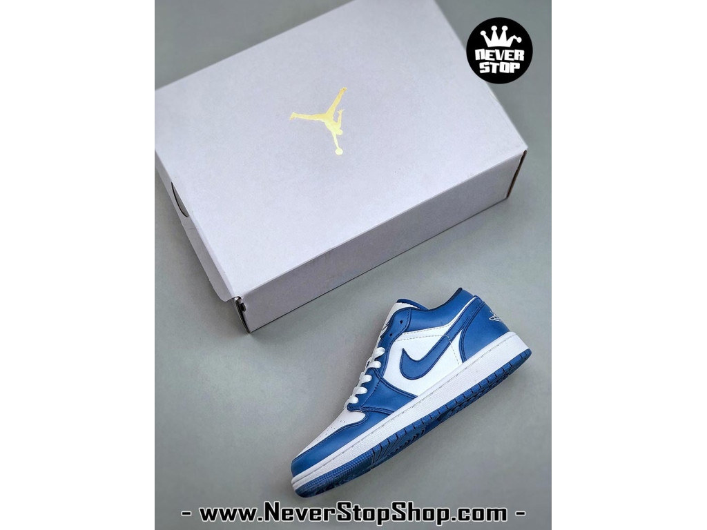 Giày Nike Jordan 1 Low Xanh Dương Trắng nam nữ hàng chuẩn sfake replica 1:1 real chính hãng giá rẻ tốt nhất tại NeverStopShop.com HCM