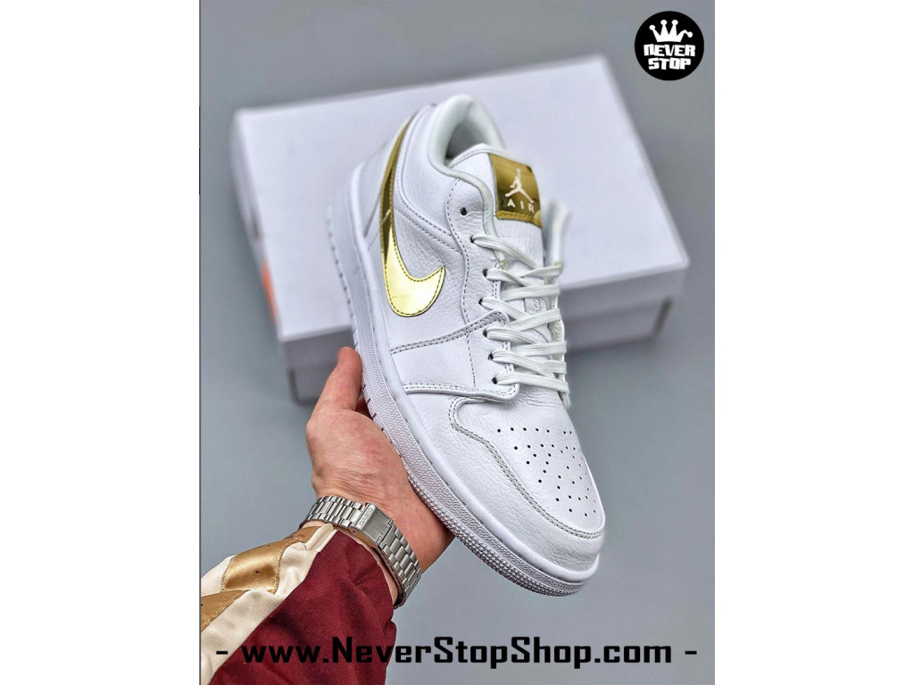 Giày NIKE AIR JORDAN 1 LOW WHITE METALLIC GOLD bản replica