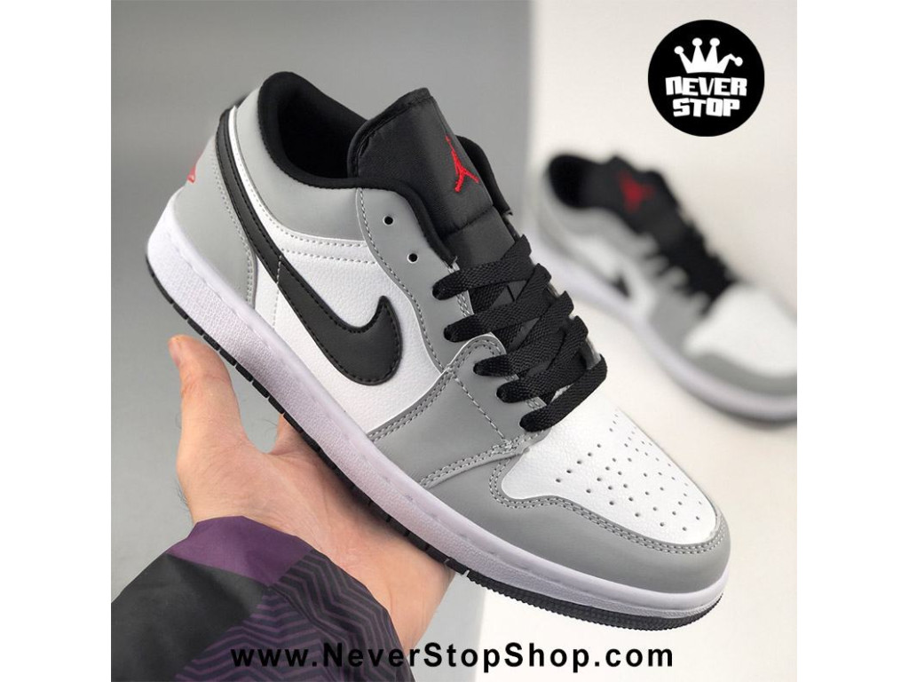 Giày Nike Jordan 1 Low Xám Trắng v2 nam nữ hàng chuẩn sfake replica 1:1 real chính hãng giá rẻ tốt nhất tại NeverStopShop.com HCM