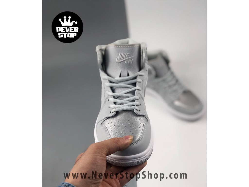 Giày Nike Jordan 1 High Xám Bạc nam nữ hàng chuẩn sfake replica 1:1 real chính hãng giá rẻ tốt nhất tại NeverStopShop.com HCM