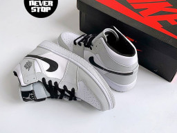 Giày Nike Jordan 1 Mid trắng xám nam nữ hàng chuẩn sfake replica 1:1 real chính hãng giá rẻ tốt nhất tại NeverStopShop.com HCM