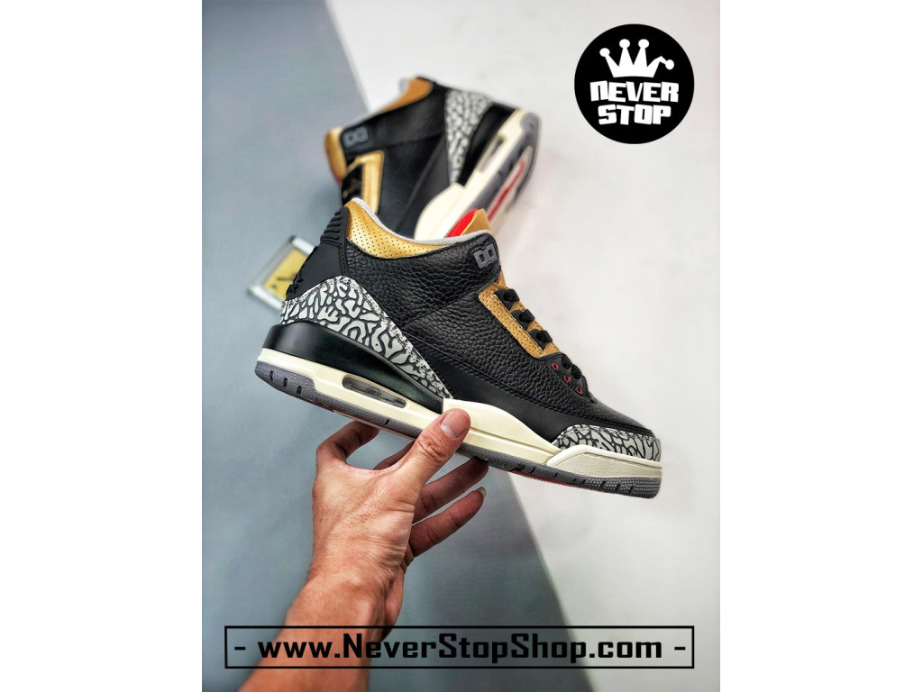 Giày bóng rổ nam Nike Air Jordan 3 Đen Vàng sfake replica 1:1 authentic chính hãng real giá rẻ tốt HCM