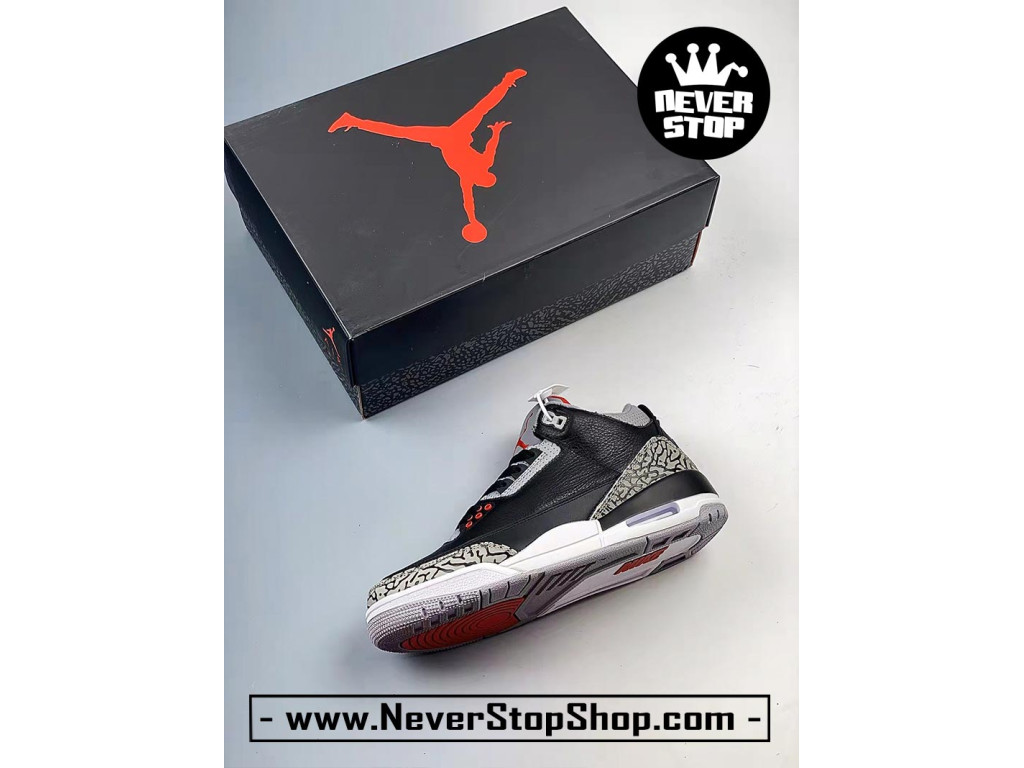 Giày bóng rổ nam Nike Air Jordan 3 Đen Xám sfake replica 1:1 authentic chính hãng real giá rẻ tốt HCM