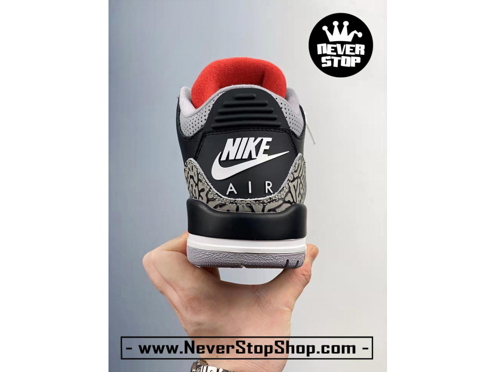 Giày bóng rổ nam Nike Air Jordan 3 Đen Xám sfake replica 1:1 authentic chính hãng real giá rẻ tốt HCM