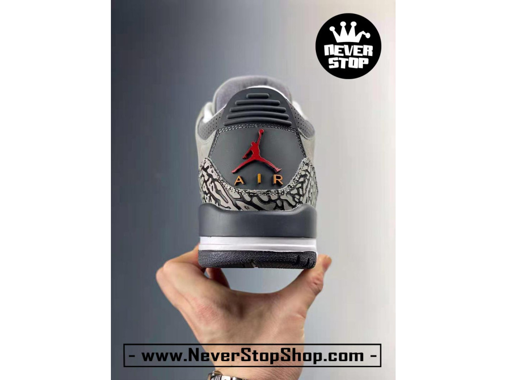 Giày bóng rổ nam Nike Air Jordan 3 Xám sfake replica 1:1 authentic chính hãng real giá rẻ tốt HCM