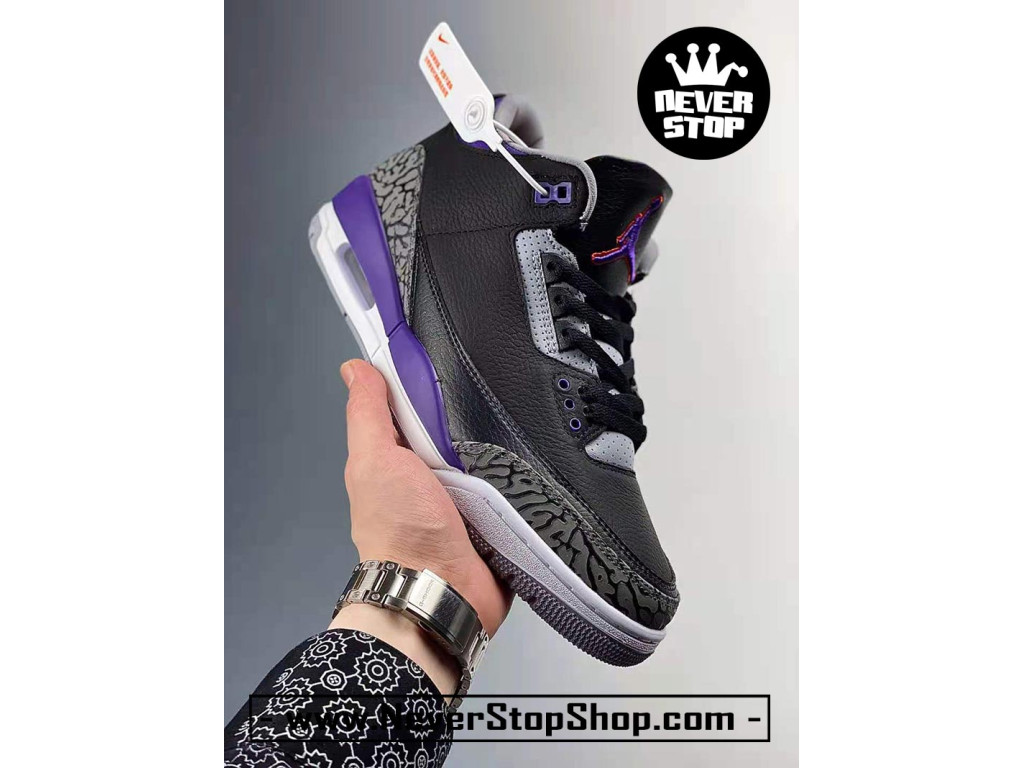 Giày bóng rổ nam Nike Air Jordan 3 Đen Tím sfake replica 1:1 authentic chính hãng real giá rẻ tốt HCM
