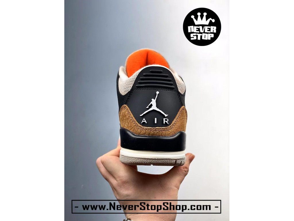 Giày bóng rổ nam Nike Air Jordan 3 Đen Nâu sfake replica 1:1 authentic chính hãng real giá rẻ tốt HCM