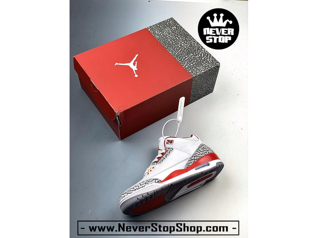 Giày bóng rổ nam Nike Air Jordan 3 Trắng Đỏ sfake replica 1:1 authentic chính hãng real giá rẻ tốt HCM