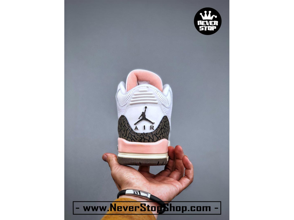 Giày bóng rổ nam Nike Air Jordan 3 Trắng Nâu sfake replica 1:1 authentic chính hãng real giá rẻ tốt HCM