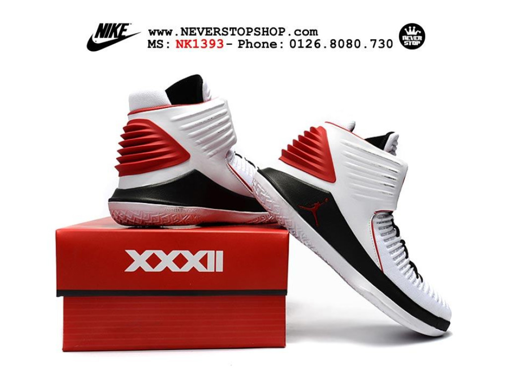 Giày Nike Jordan 32 White Black Red nam nữ hàng chuẩn sfake replica 1:1 real chính hãng giá rẻ tốt nhất tại NeverStopShop.com HCM