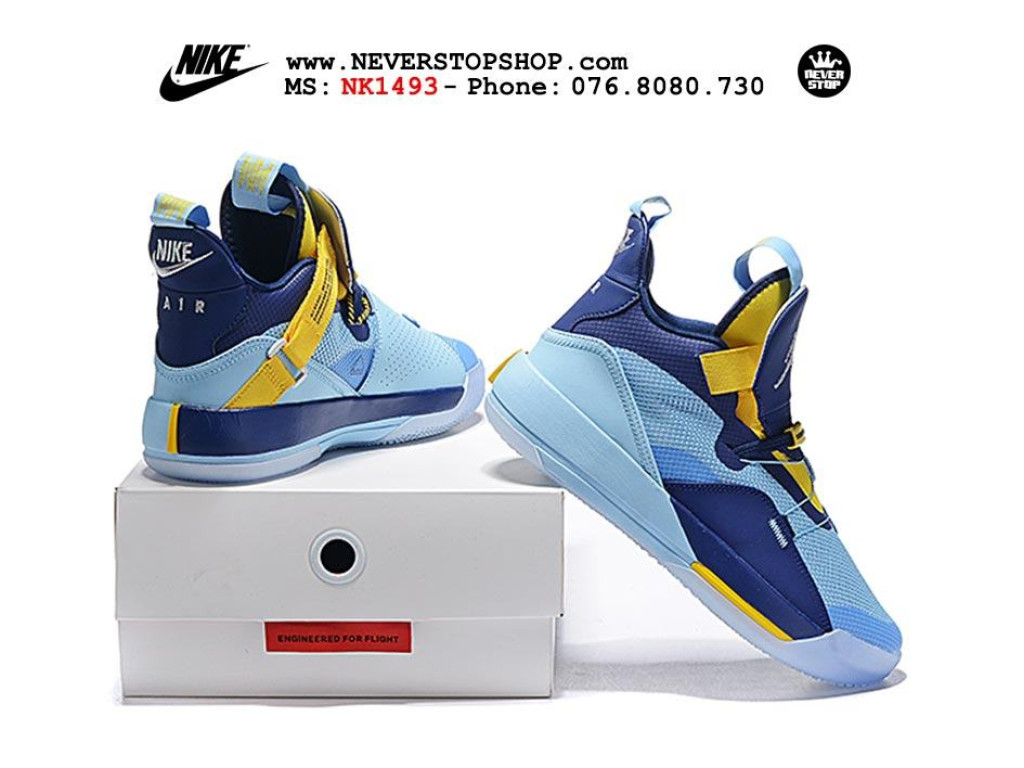 Giày Nike Jordan 33 Blue Yellow nam nữ hàng chuẩn sfake replica 1:1 real chính hãng giá rẻ tốt nhất tại NeverStopShop.com HCM