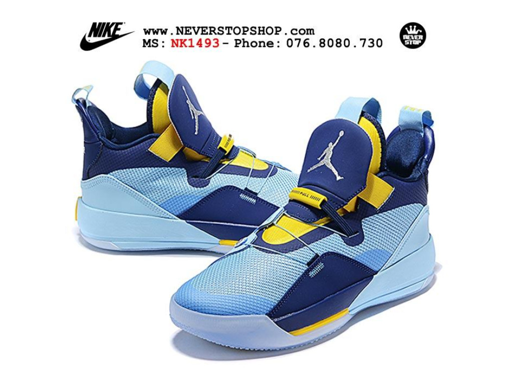 Giày Nike Jordan 33 Blue Yellow nam nữ hàng chuẩn sfake replica 1:1 real chính hãng giá rẻ tốt nhất tại NeverStopShop.com HCM
