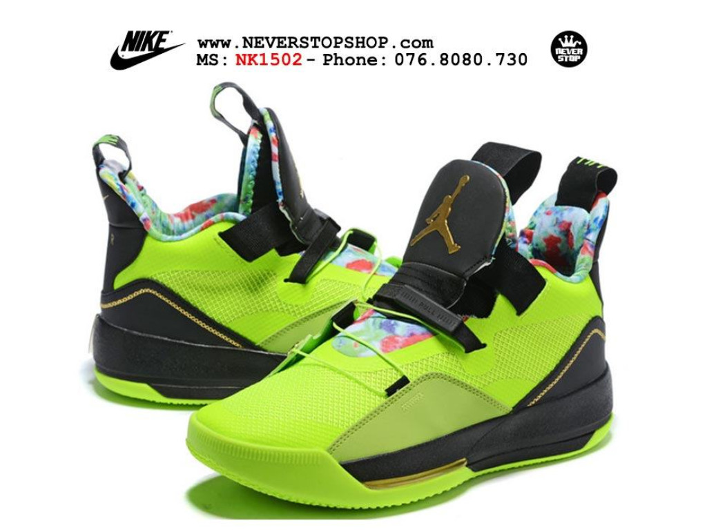 Giày Nike Jordan 33 Neon Green nam nữ hàng chuẩn sfake replica 1:1 real chính hãng giá rẻ tốt nhất tại NeverStopShop.com HCM