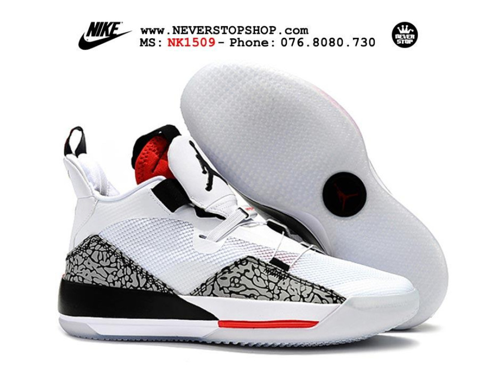 Giày Nike Jordan 33 White Cement nam nữ hàng chuẩn sfake replica 1:1 real chính hãng giá rẻ tốt nhất tại NeverStopShop.com HCM