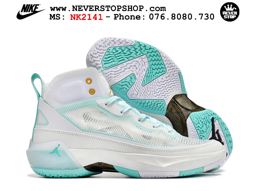 Giày bóng rổ cổ cao Nike Air Jordan 37 Trắng Xanh nam nữ chuyên indoor outdoor rep 1:1 real chính hãng giá rẻ tốt nhất tại NeverStopShop.com HCM