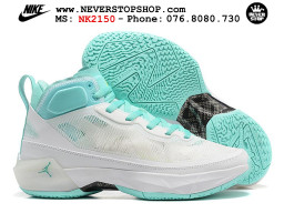 Giày bóng rổ cổ cao Nike Air Jordan 37 Trắng Xanh nam nữ chuyên indoor outdoor rep 1:1 real chính hãng giá rẻ tốt nhất tại NeverStopShop.com HCM