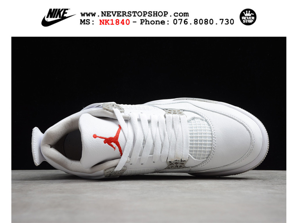 Giày Nike Air Jordan 4 Trắng Xám hàng chuẩn sfake replica 1:1 real chính hãng giá rẻ tốt nhất tại NeverStopShop.com HCM