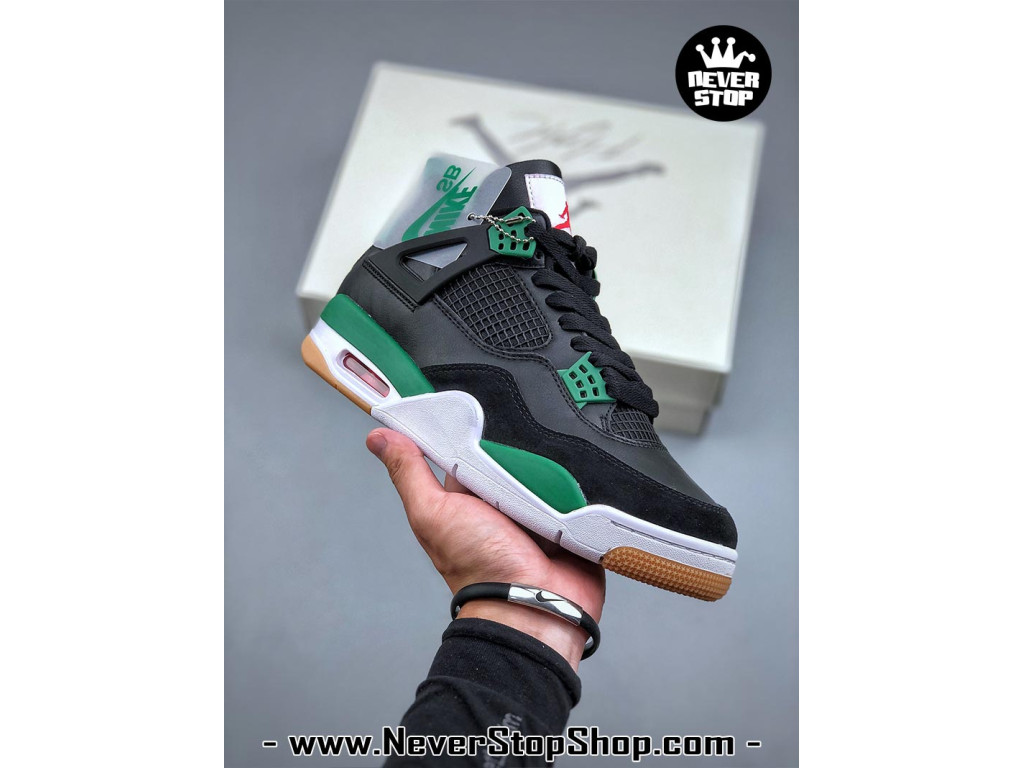 Giày sneaker nam nữ Nike Jordan 4 AJ4 Đen Xanh Lá mẫu mới hot trend hàng replica 1:1 real chính hãng giá rẻ tốt nhất tại NeverStopShop.com HCM